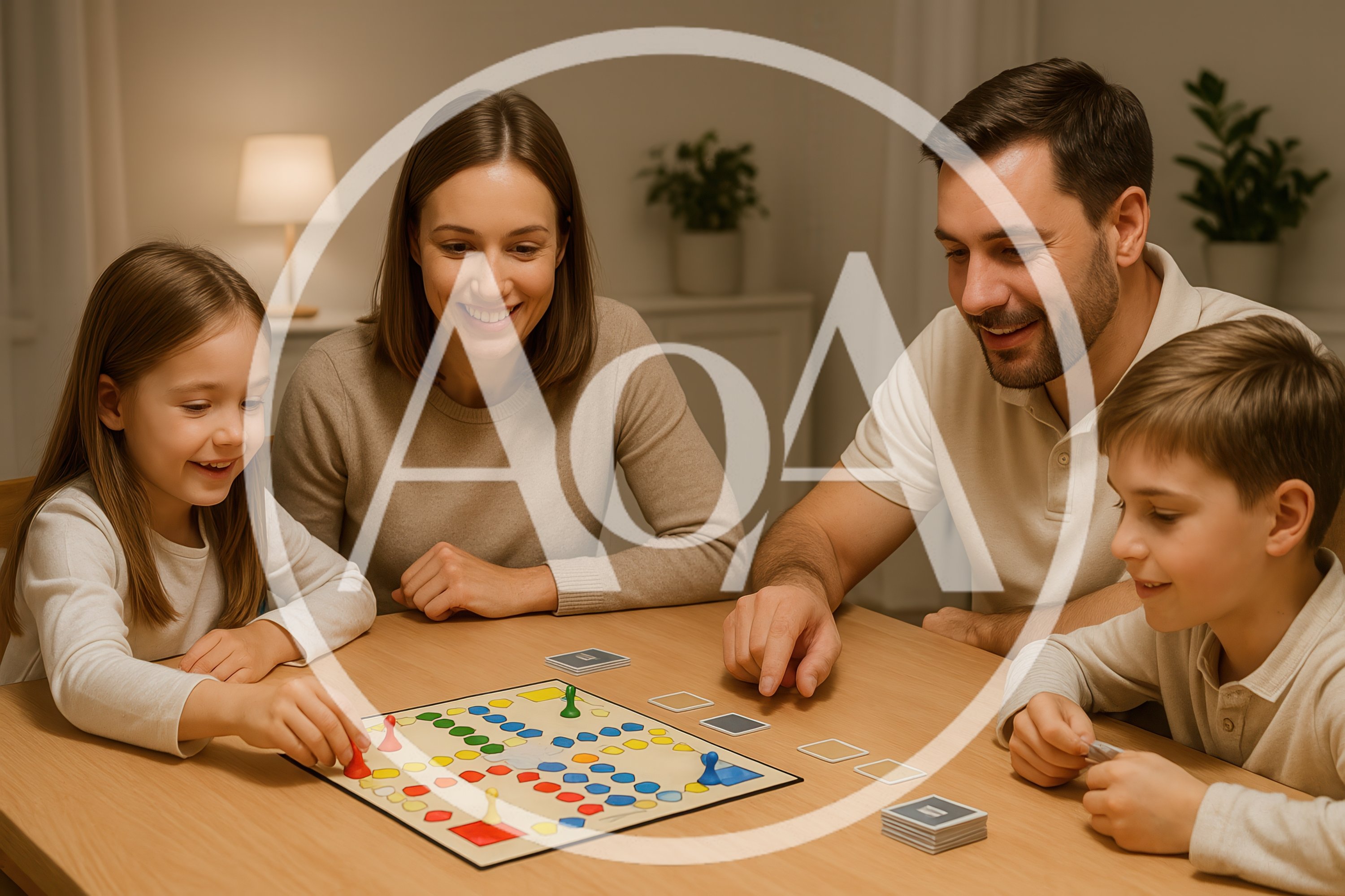 Family Playing Board Game Together at Home