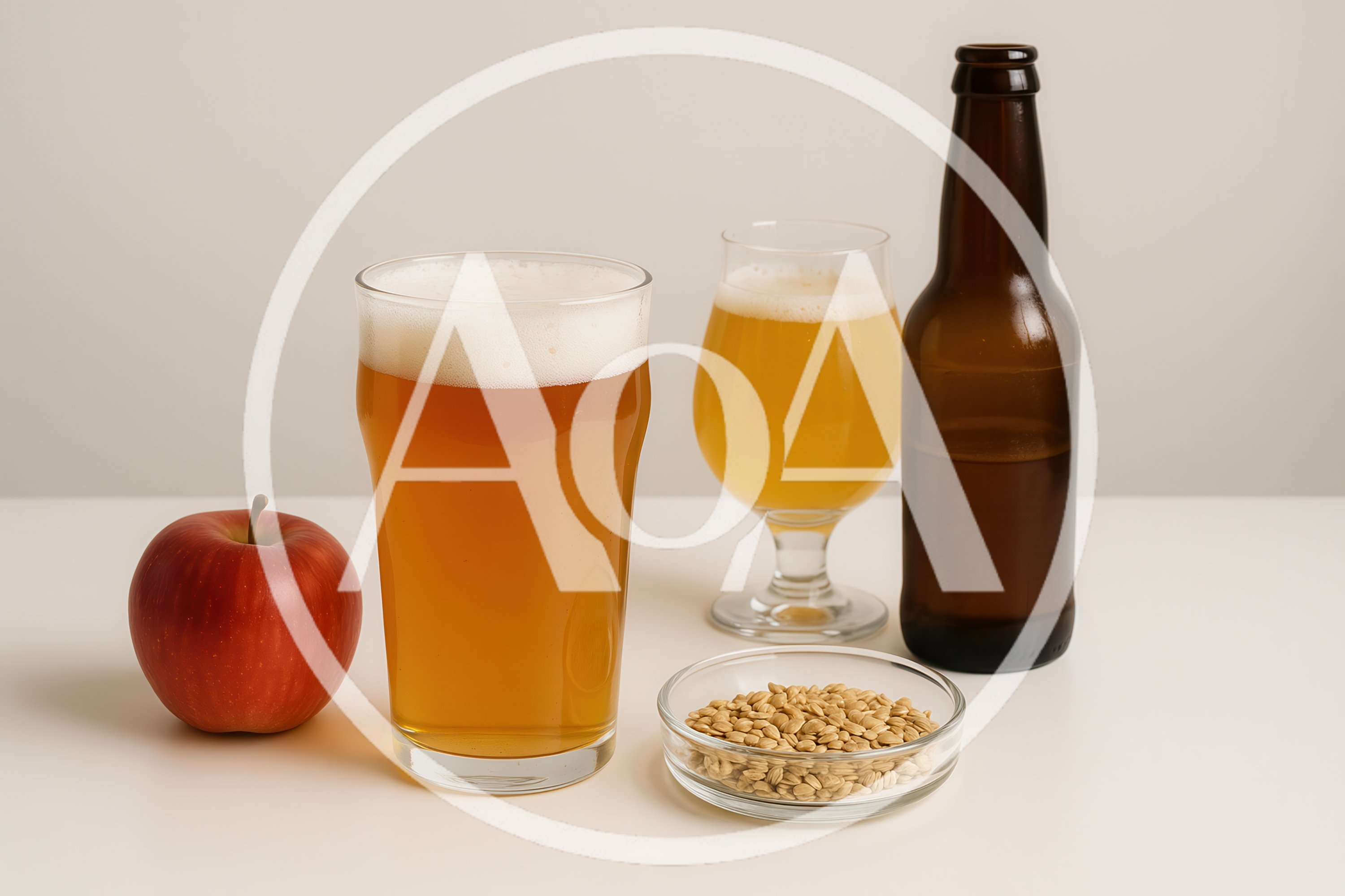 Craft Beer And Apple Cider With Grains
