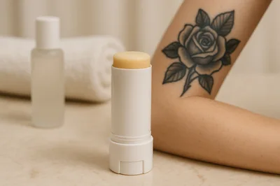 Skincare Balm Stick With Tattooed Arm