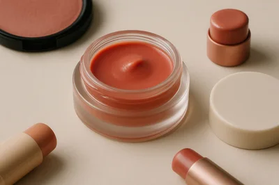 Assorted Makeup Products Arranged On A Neutral Background