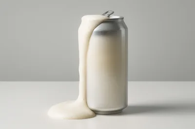 Foaming Beer Overflowing From A Silver Aluminum Can