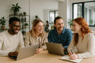 Diverse Professional Team Collaborating On Projects In Modern Office