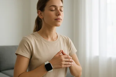Young Woman Practicing Mindfulness Meditation At Home