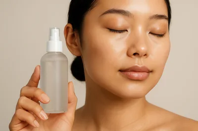 Young Asian Woman Holding Skincare Spray Bottle