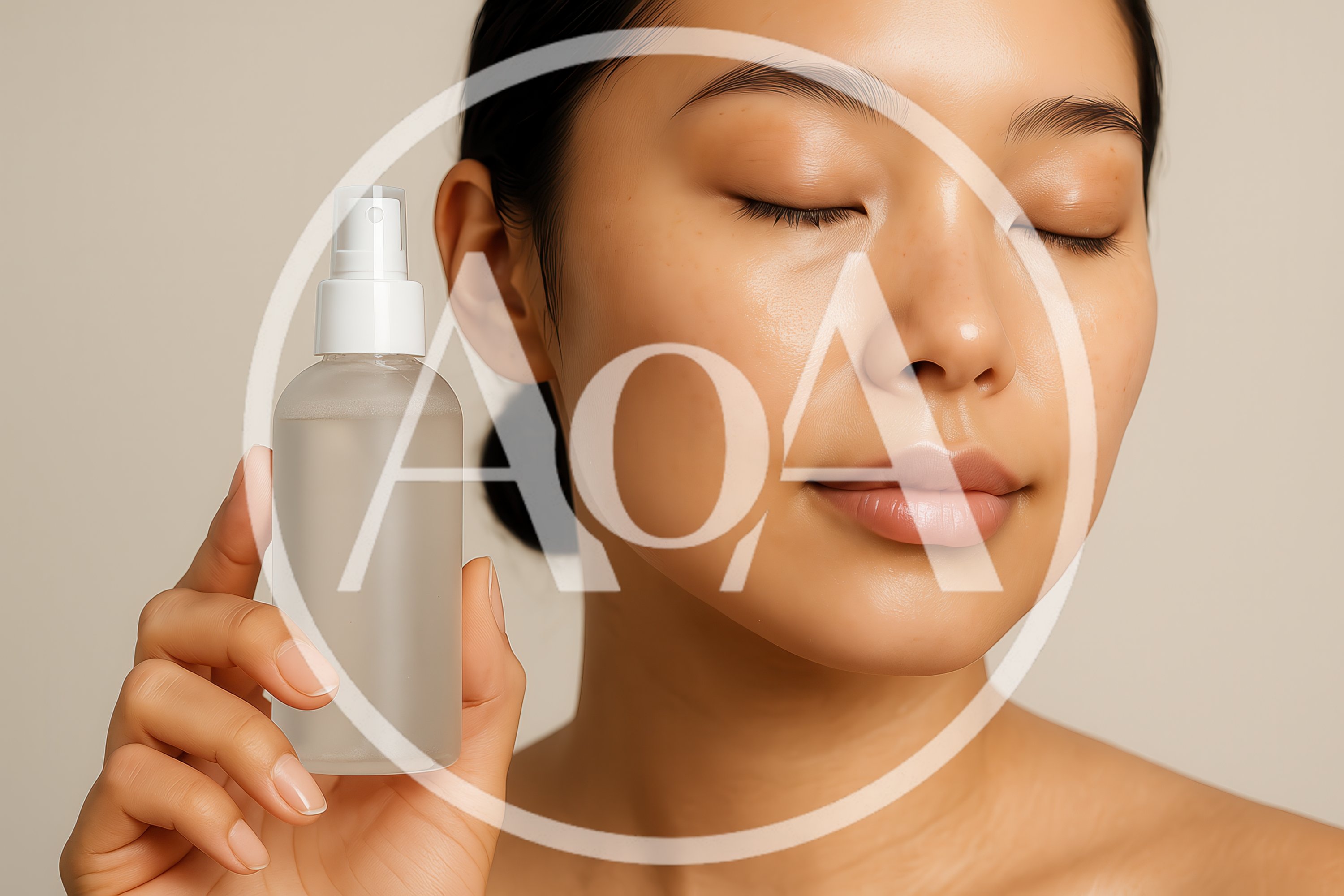 Young Asian Woman Holding Skincare Spray Bottle