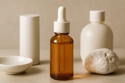 Amber Glass Dropper Bottle With Skincare Products