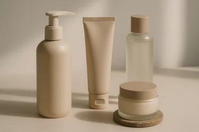Minimalist Skincare Product Set On Neutral Background