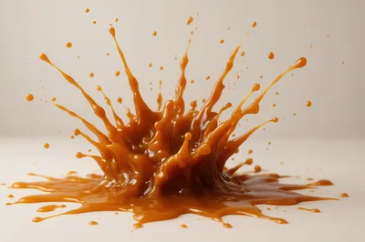 Caramel Liquid Splash Crown On White Background