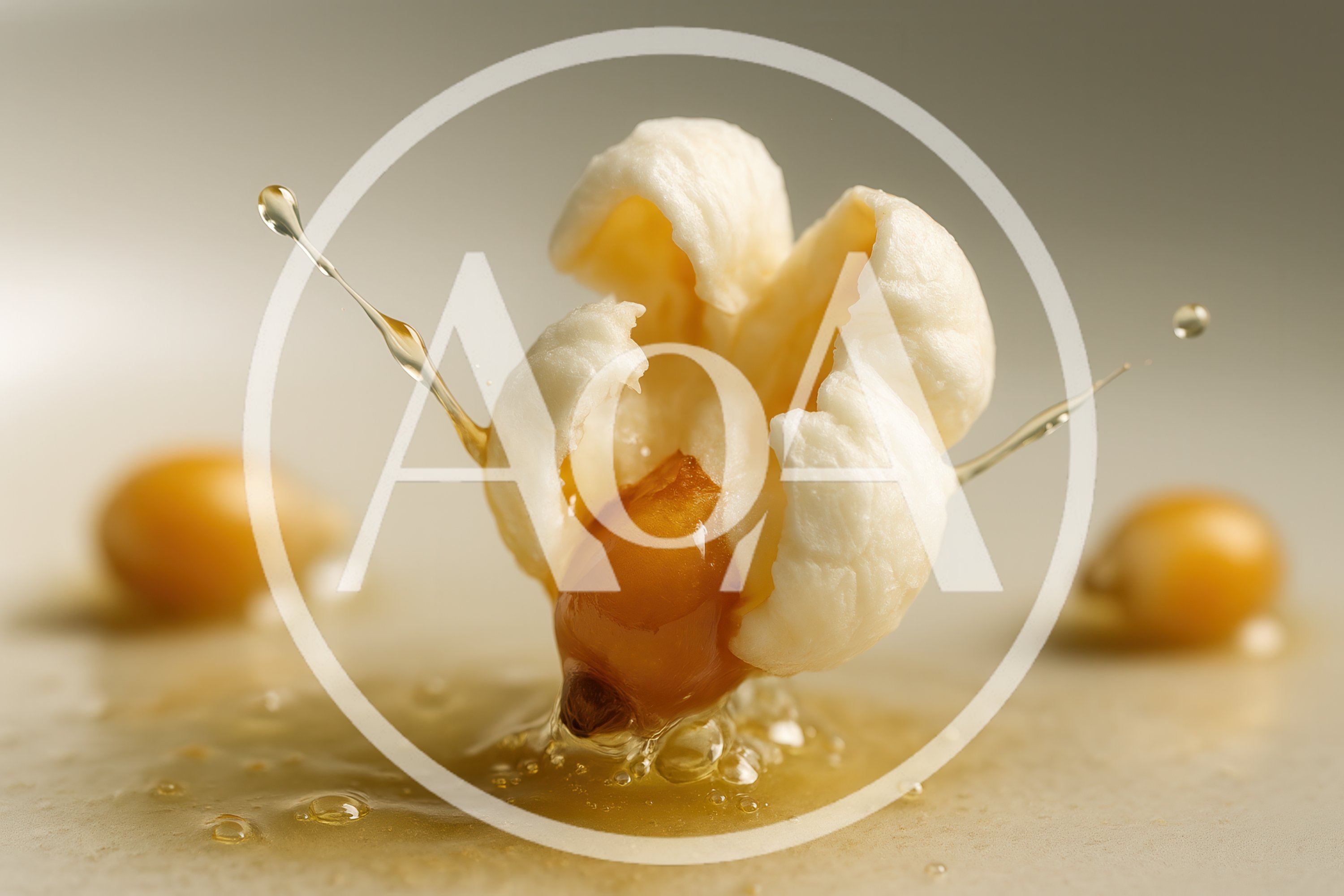Macro Shot Of A Popping Corn Kernel In Honey