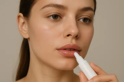 Young Woman Applying Lip Balm To Her Lips
