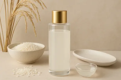 Rice Water Skincare Product With Raw Rice Grains