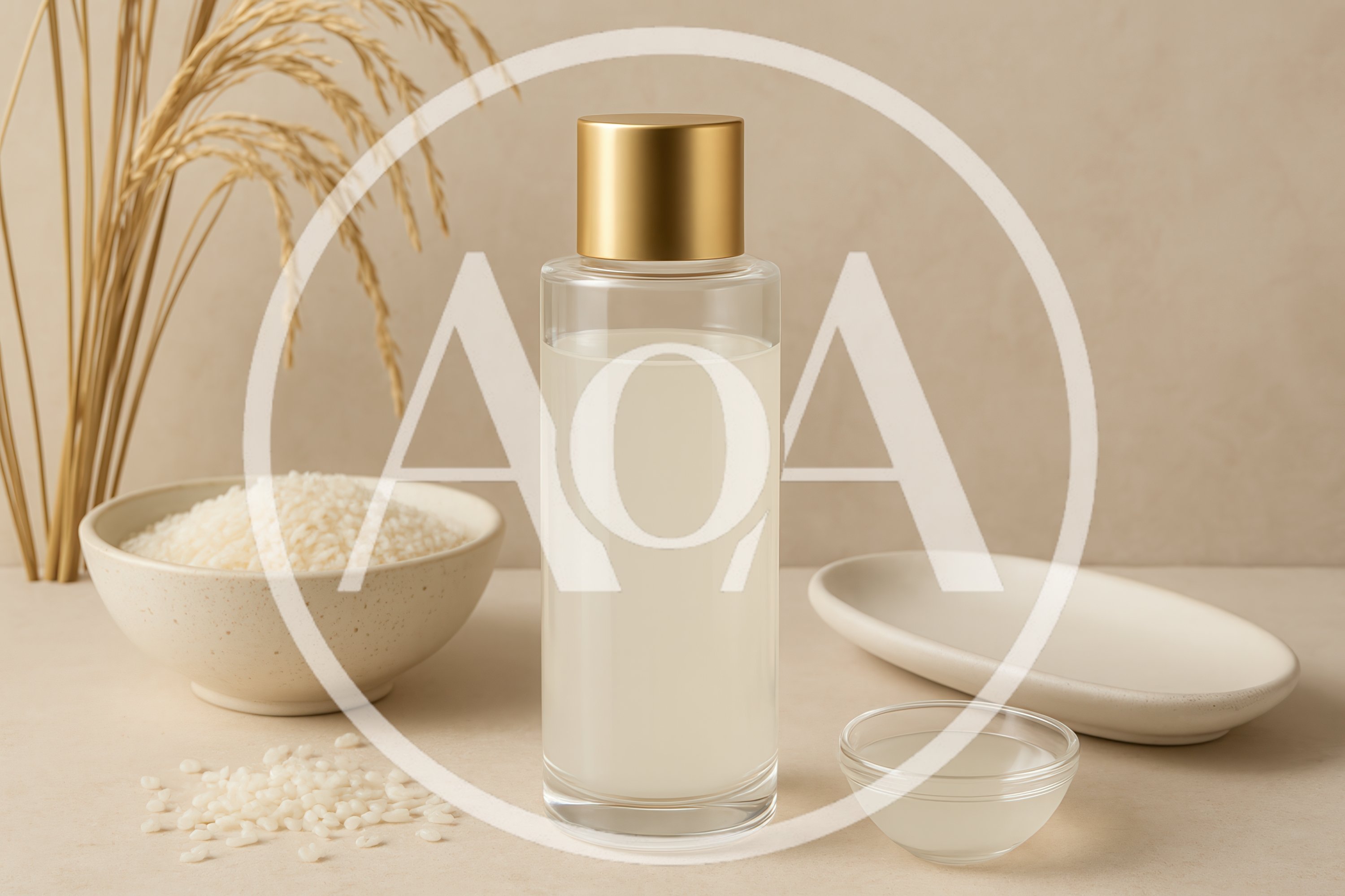 Rice Water Skincare Product With Raw Rice Grains