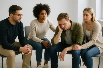 Diverse Group Participating In A Support Group Session