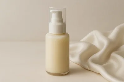 Cosmetic Pump Bottle With Silk Fabric