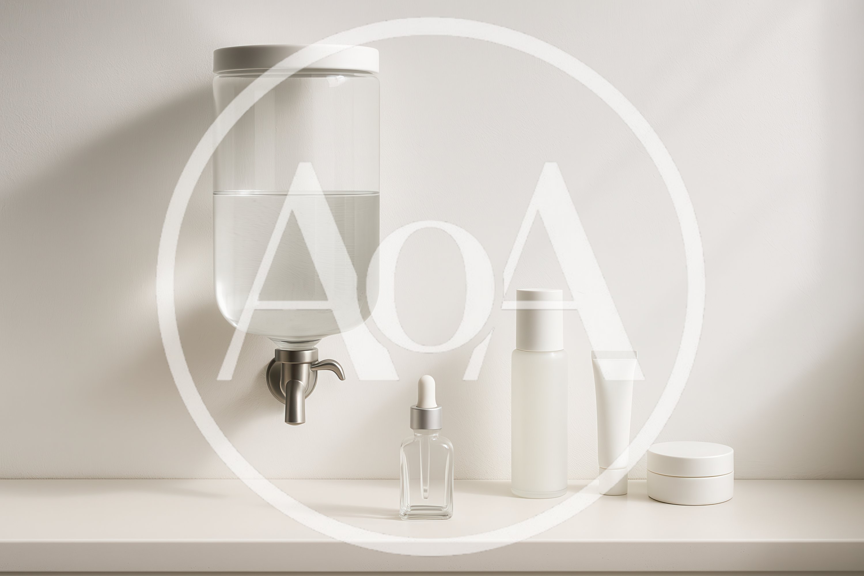 Minimalist Skincare Products On A White Shelf
