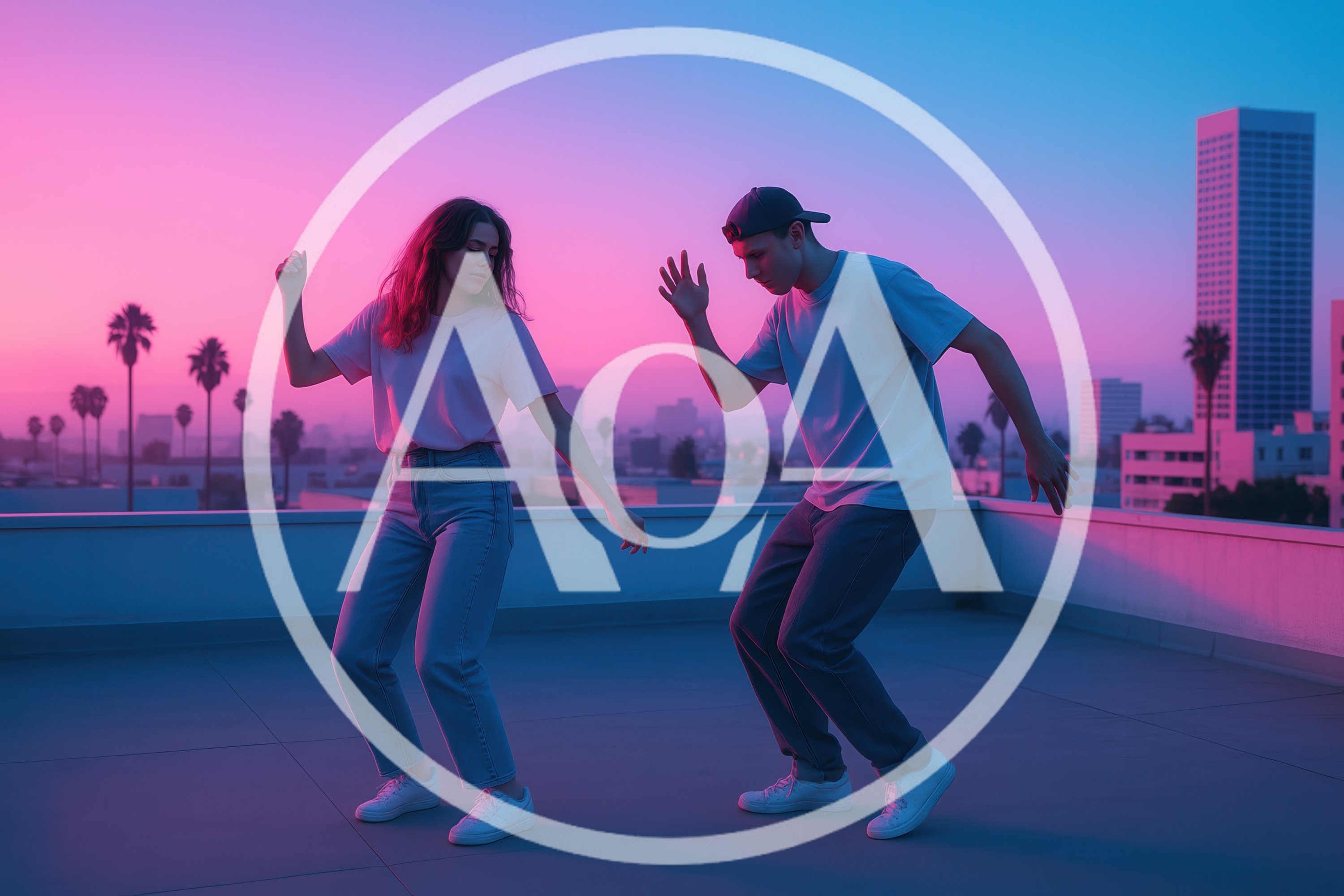 Young Couple Dancing on Rooftop at Sunset