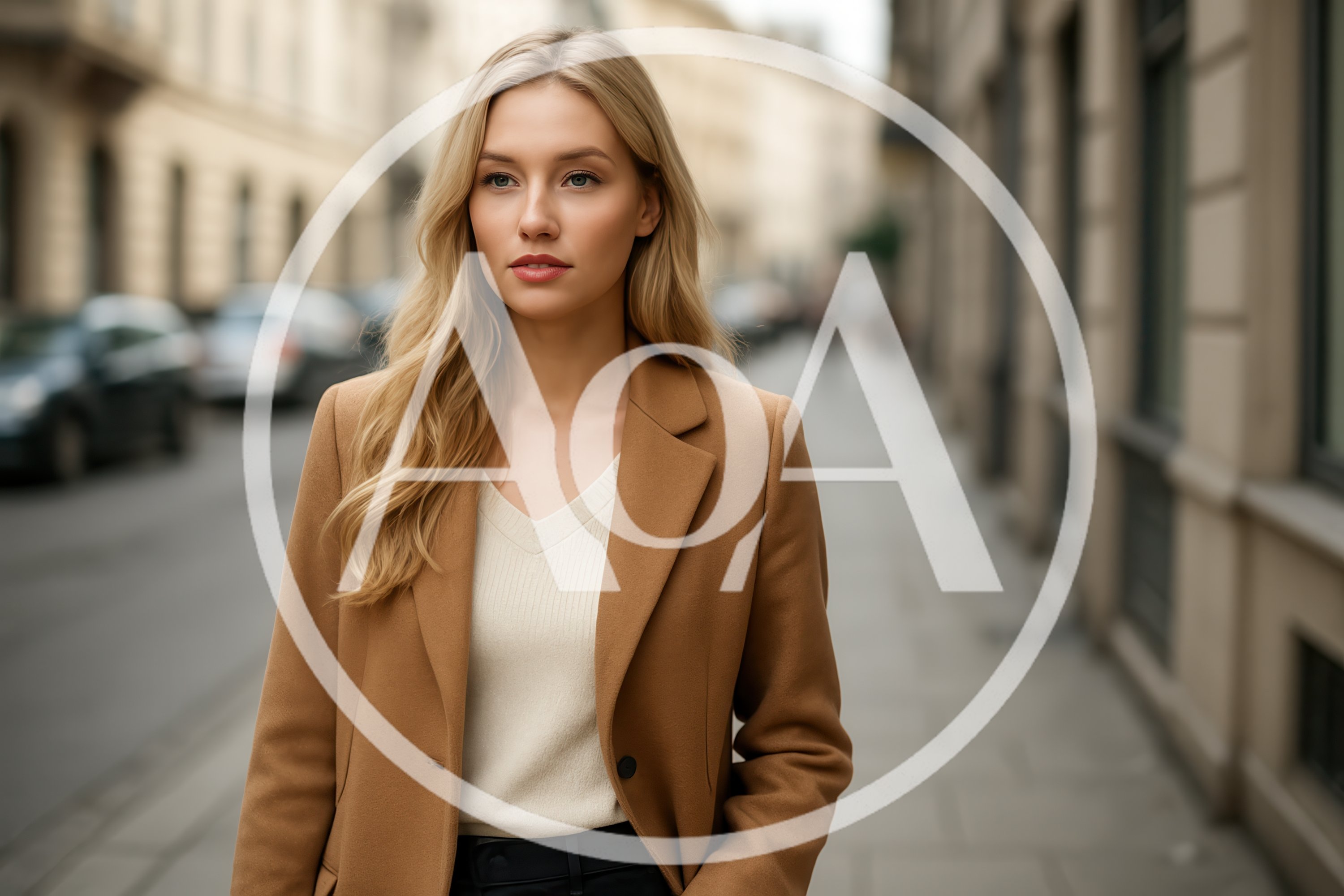 Young Blonde Woman Walking Down A City Street