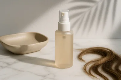 Hair Care Spray Bottle on Marble Surface