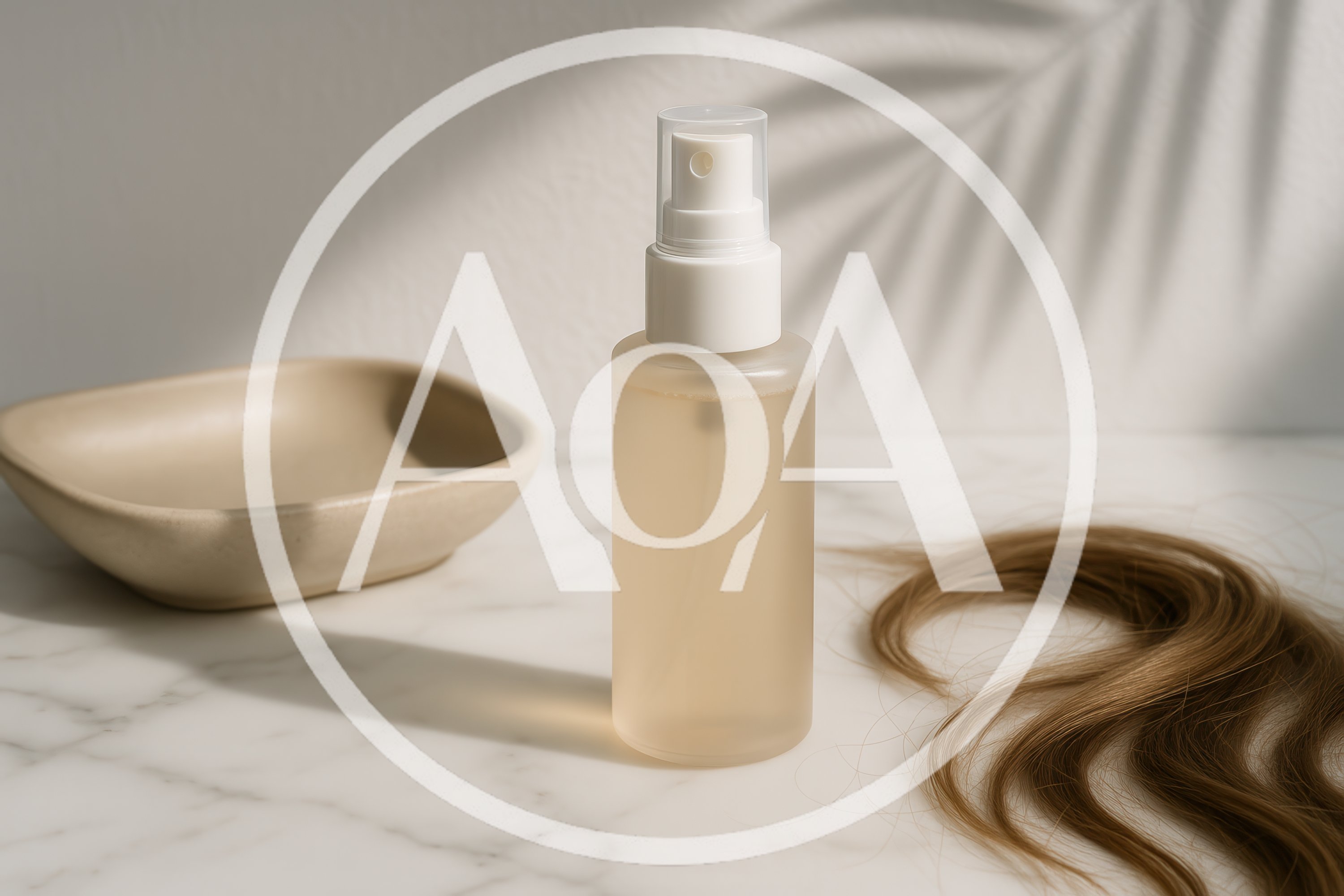 Hair Care Spray Bottle on Marble Surface