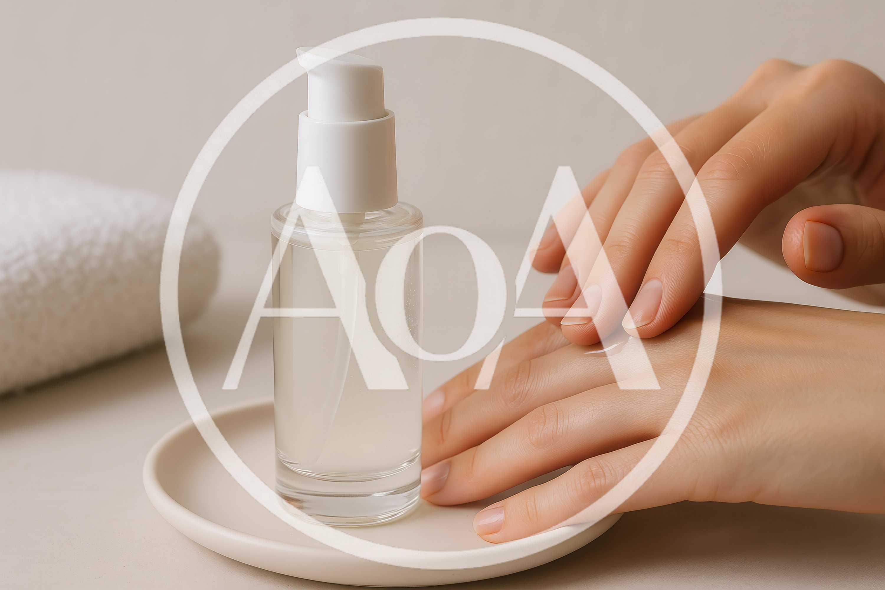 Woman Applying Skincare Serum To Her Hands