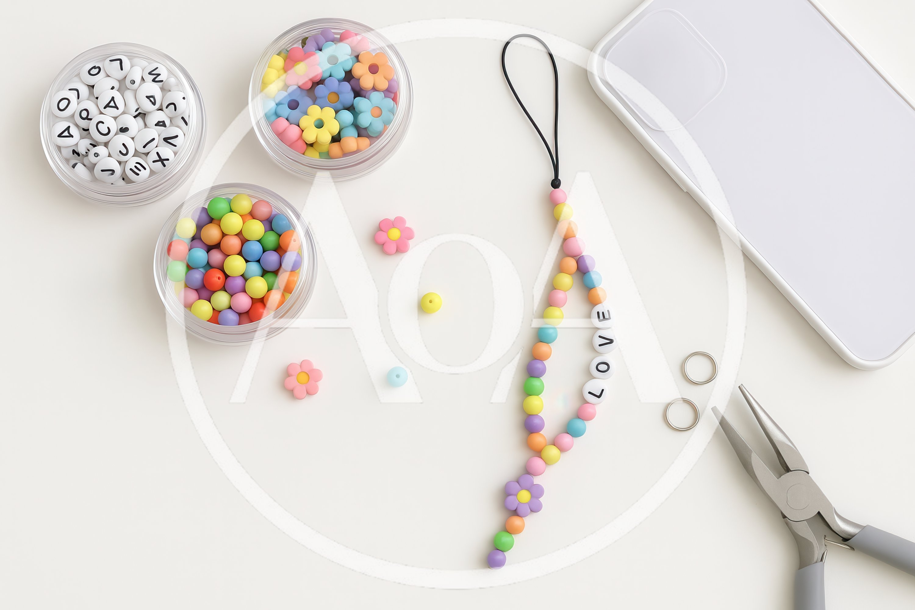 DIY Phone Charm Making Kit with Beads and Tools