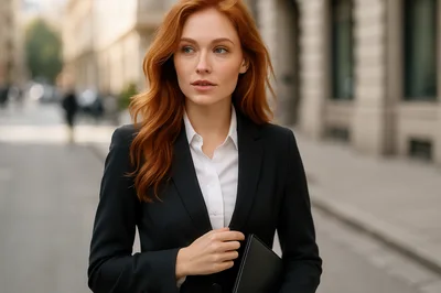 Professional Businesswoman Walking Through A City Street