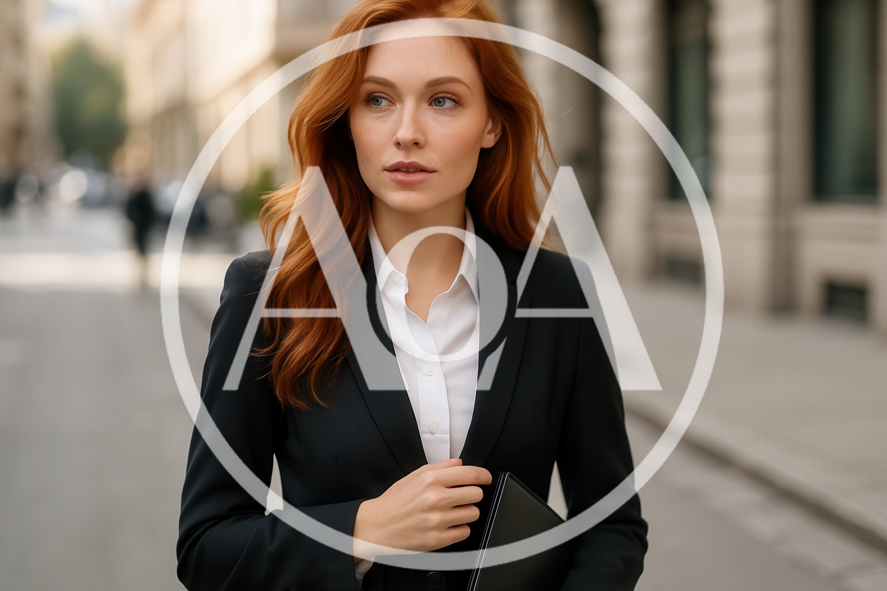Professional Businesswoman Walking Through A City Street