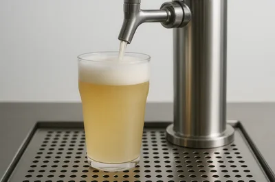 Beer Being Poured From A Stainless Steel Tap