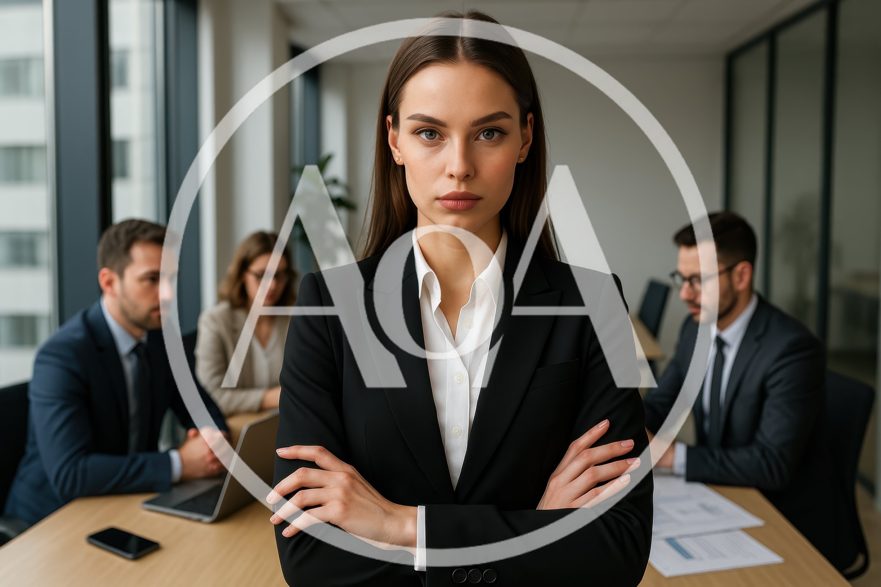 Professional Businesswoman Standing Confidently In A Corporate Meeting
