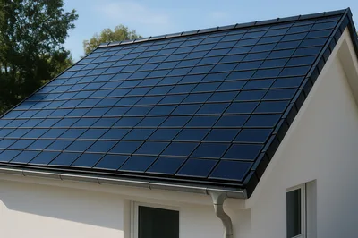 Modern House Roof With Integrated Solar Panel Tiles