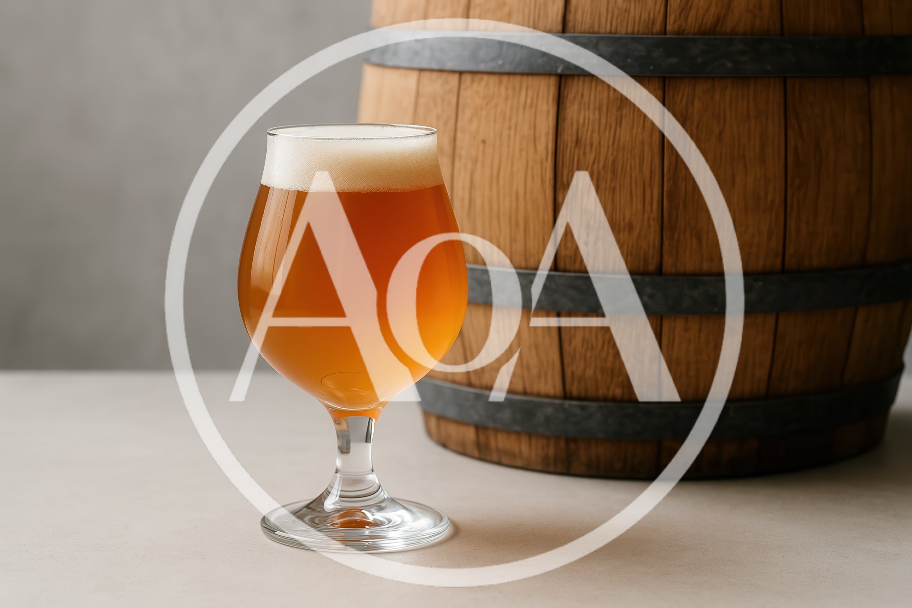 Glass Of Craft Beer Beside A Wooden Barrel