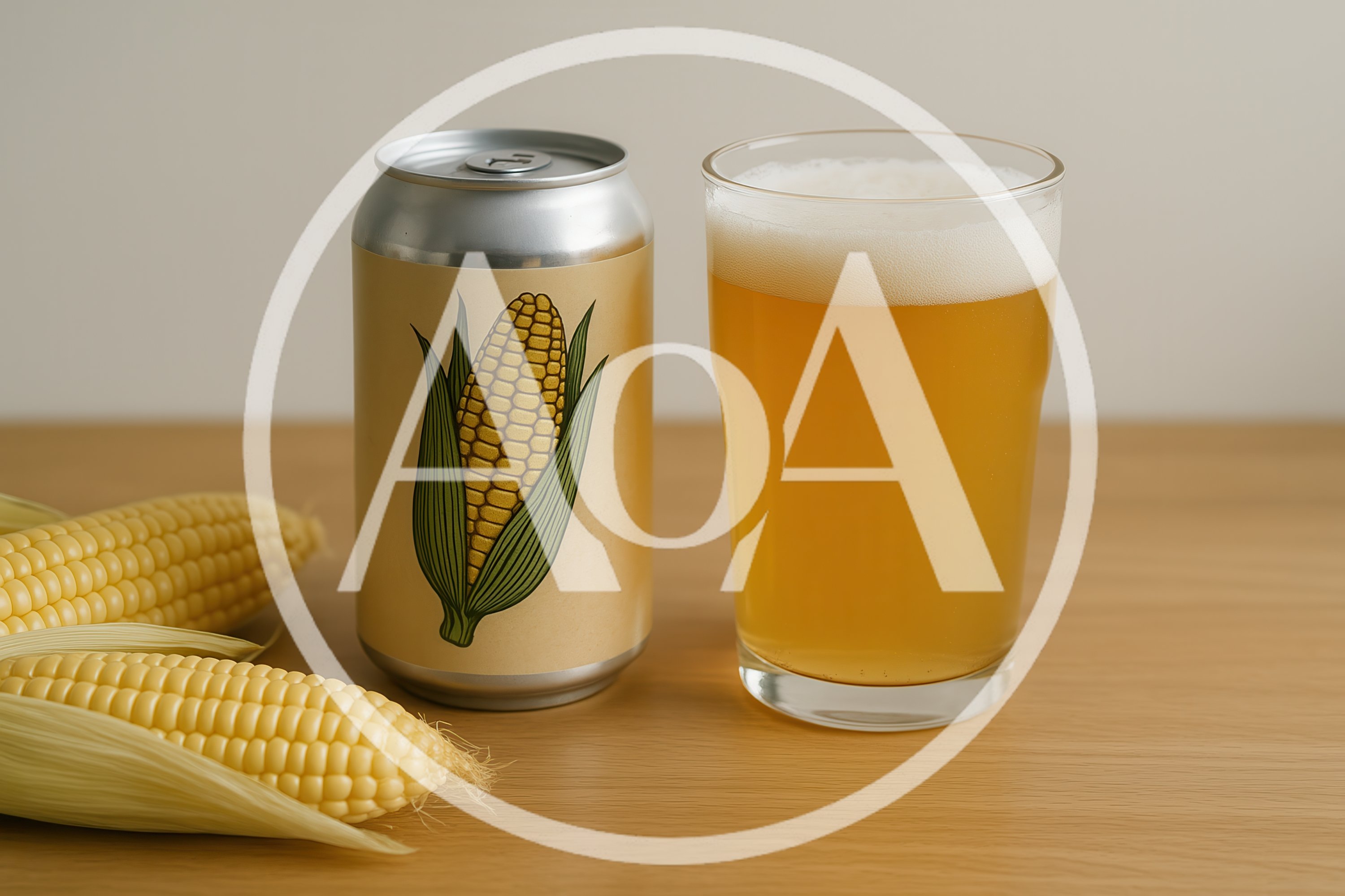Craft Beer Can With Corn Illustration And Glass