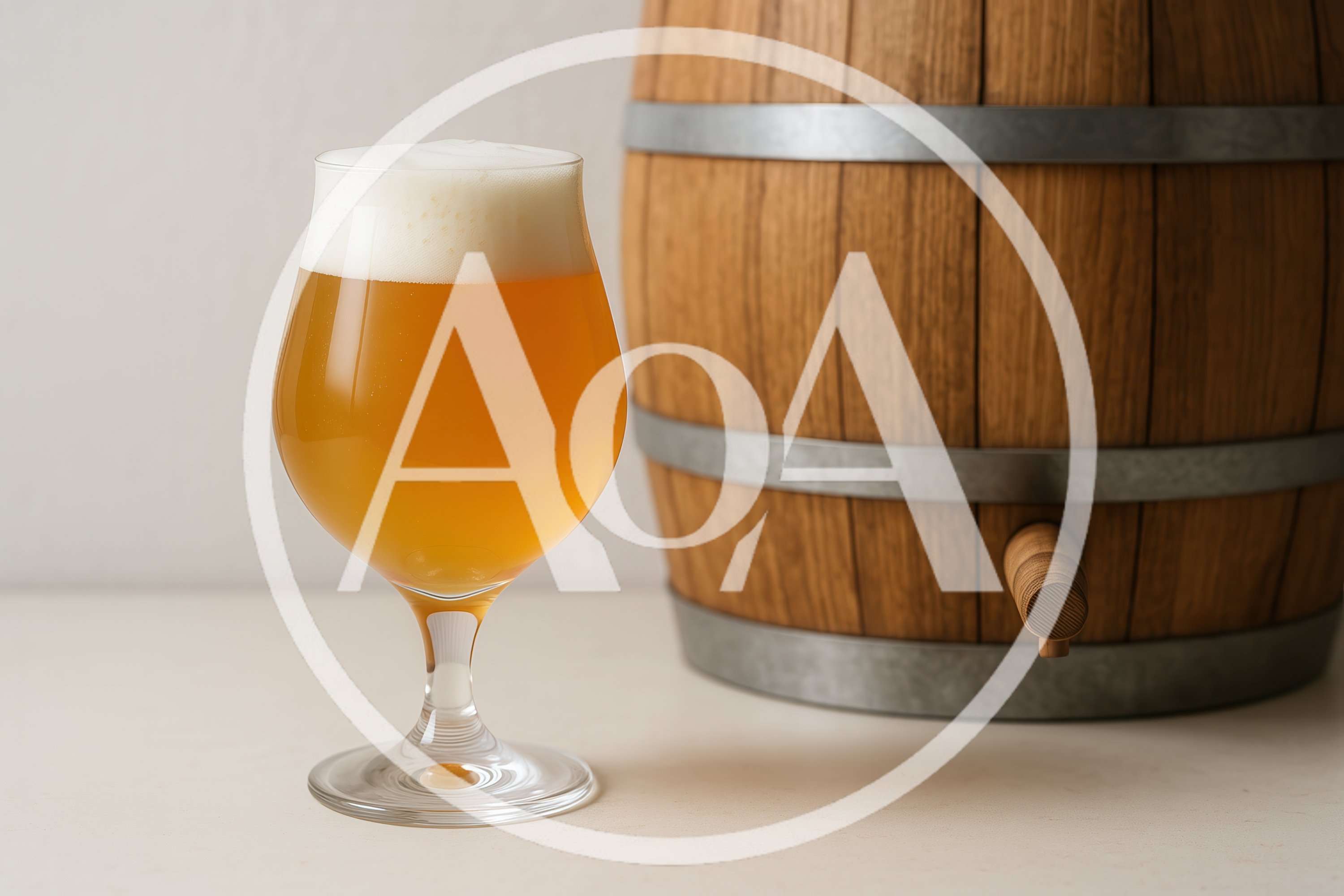 Glass Of Craft Beer Beside A Wooden Barrel