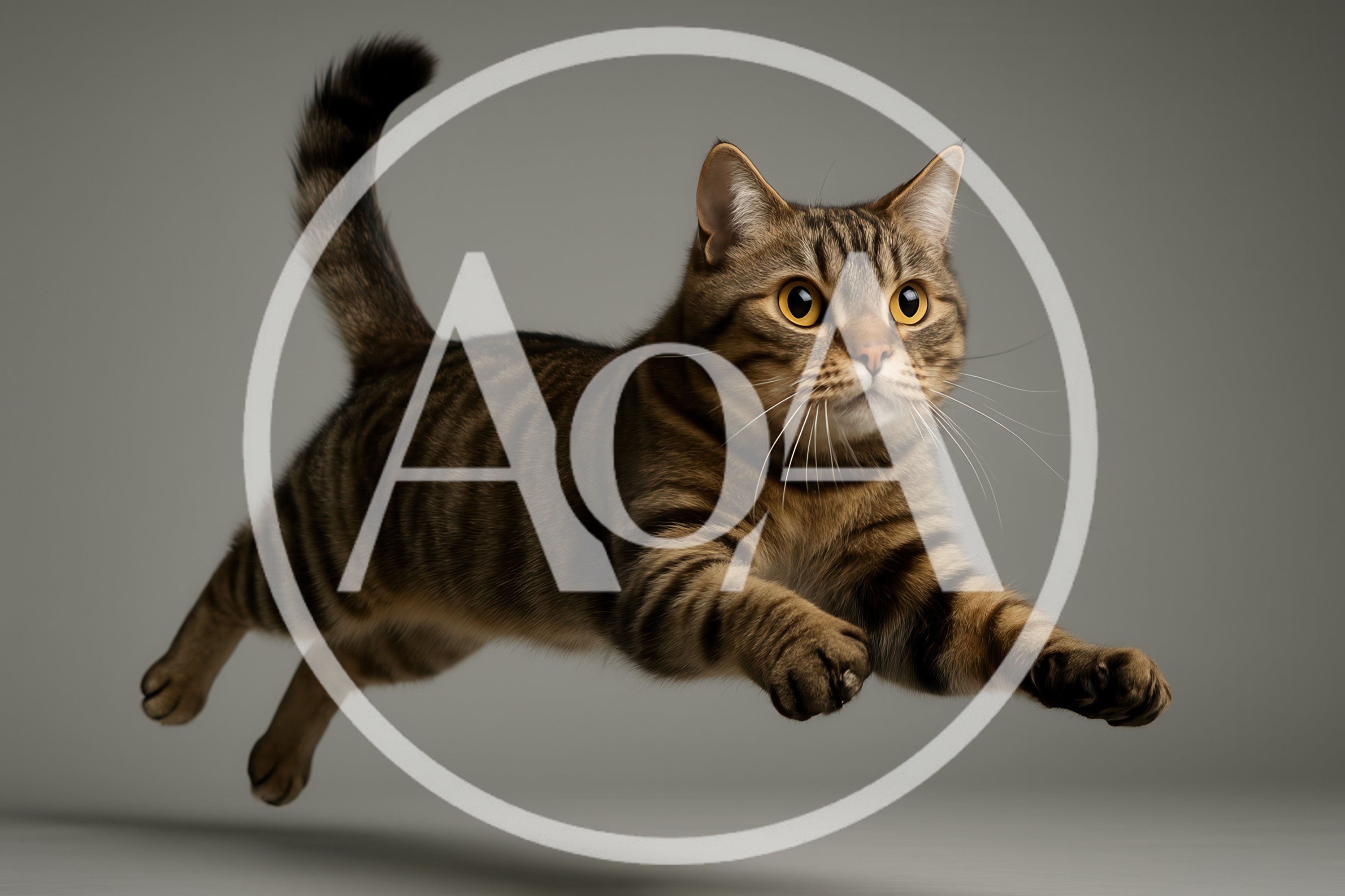 Brown Tabby Cat Leaping Through The Air