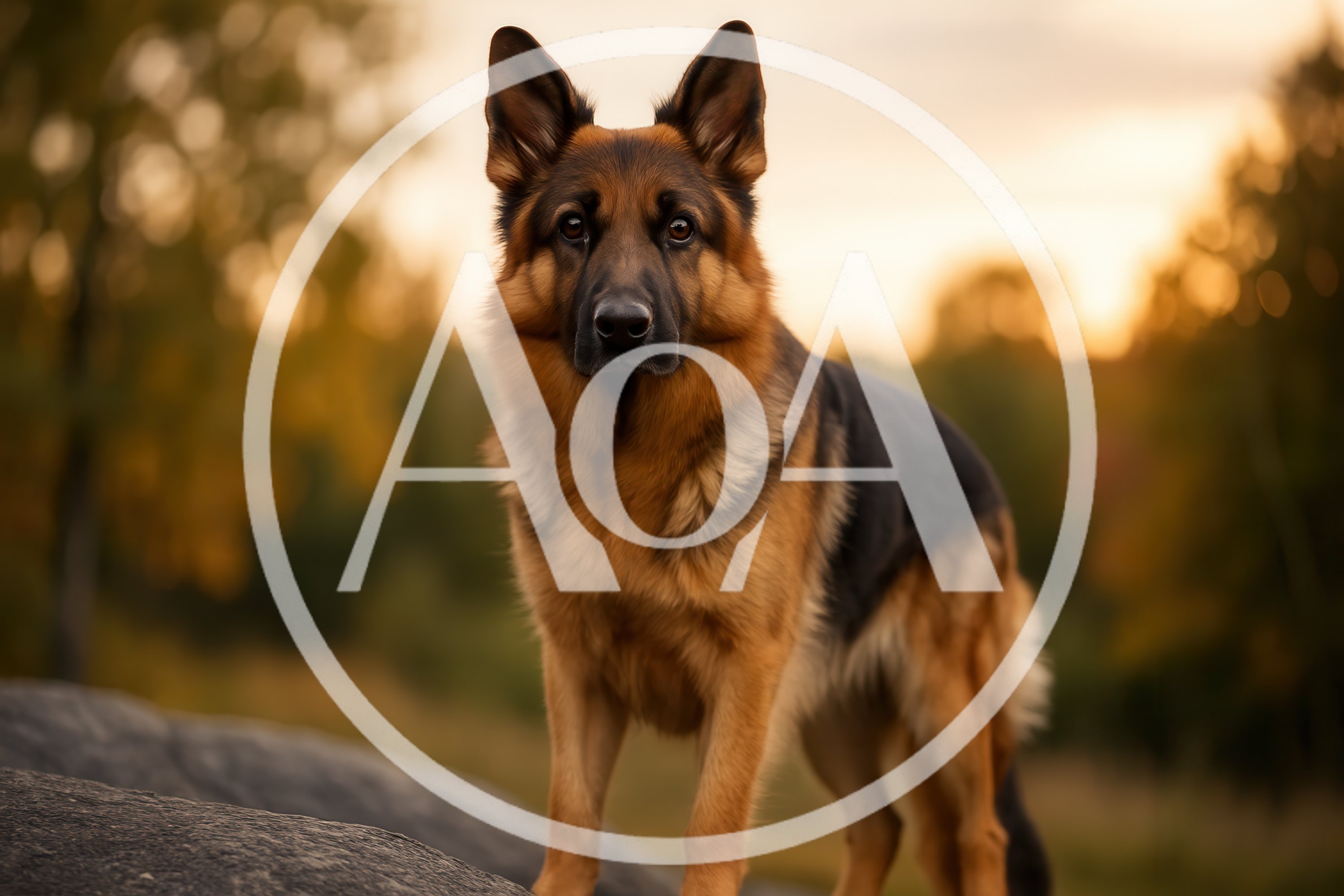 German Shepherd Standing Outdoors During Golden Hour