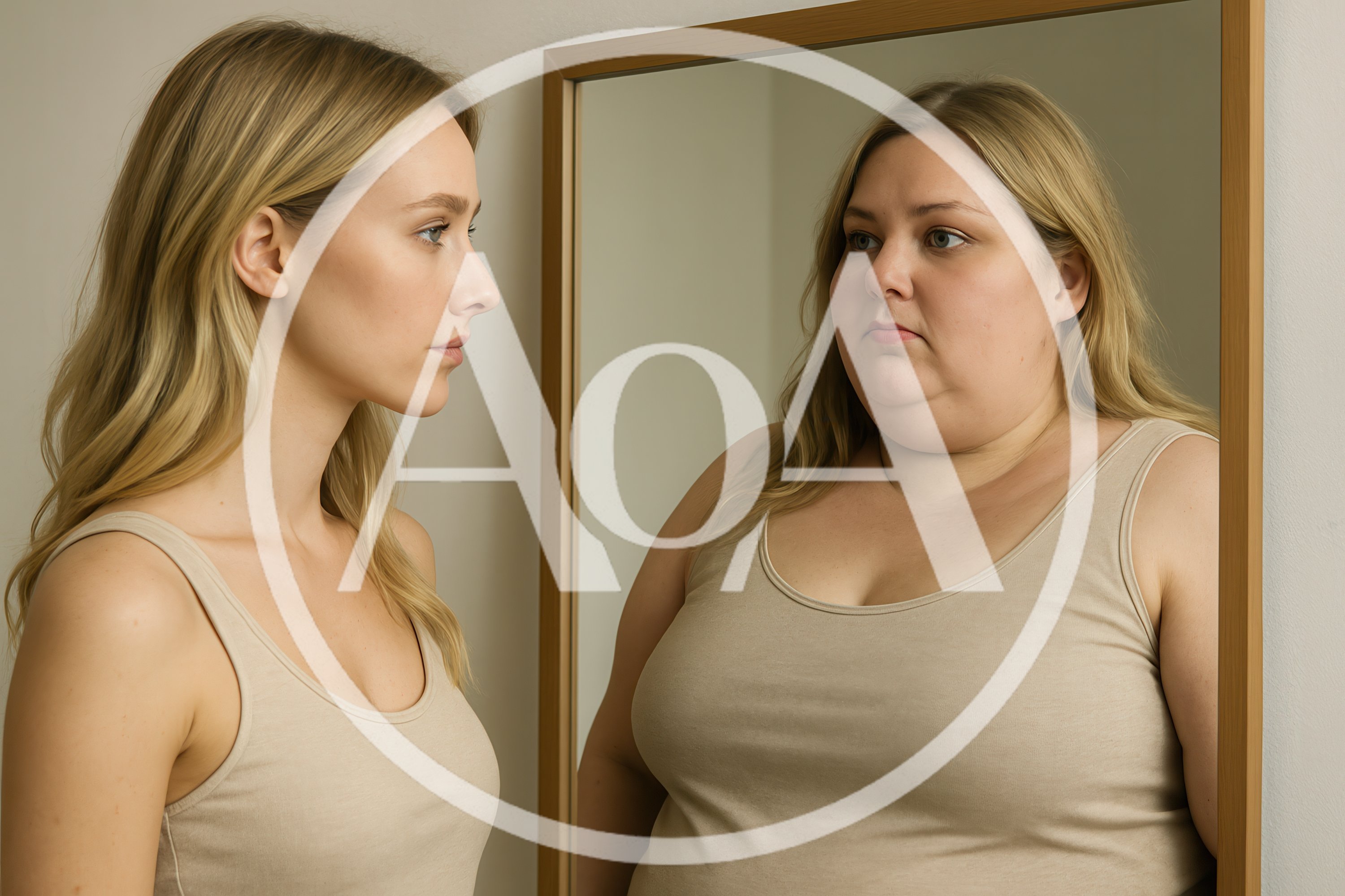 Young Woman Looking At Her Reflection In A Mirror
