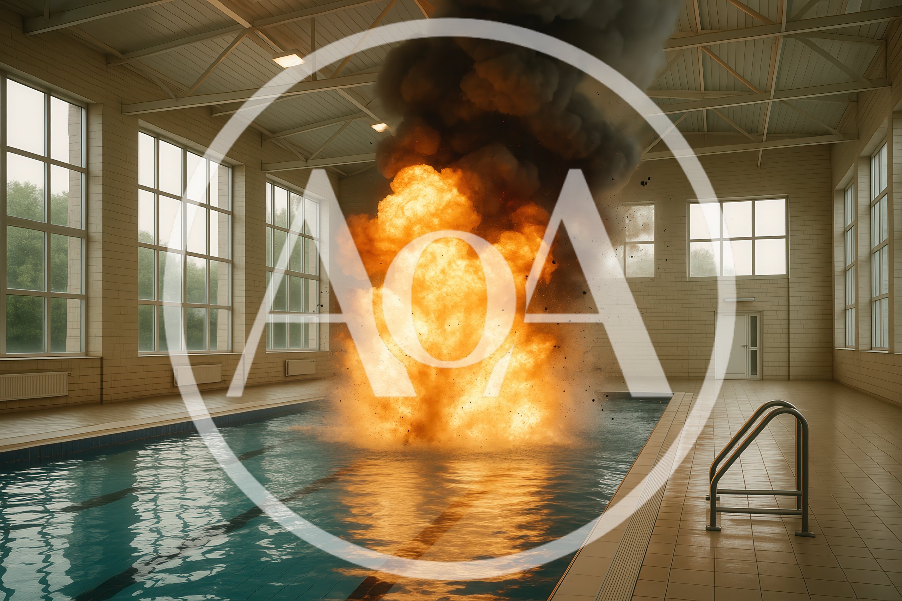 Large Fiery Explosion Inside Indoor Swimming Pool Facility