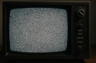 Vintage Television Displaying Static Noise