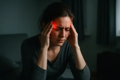 Woman Suffering From A Severe Migraine Headache