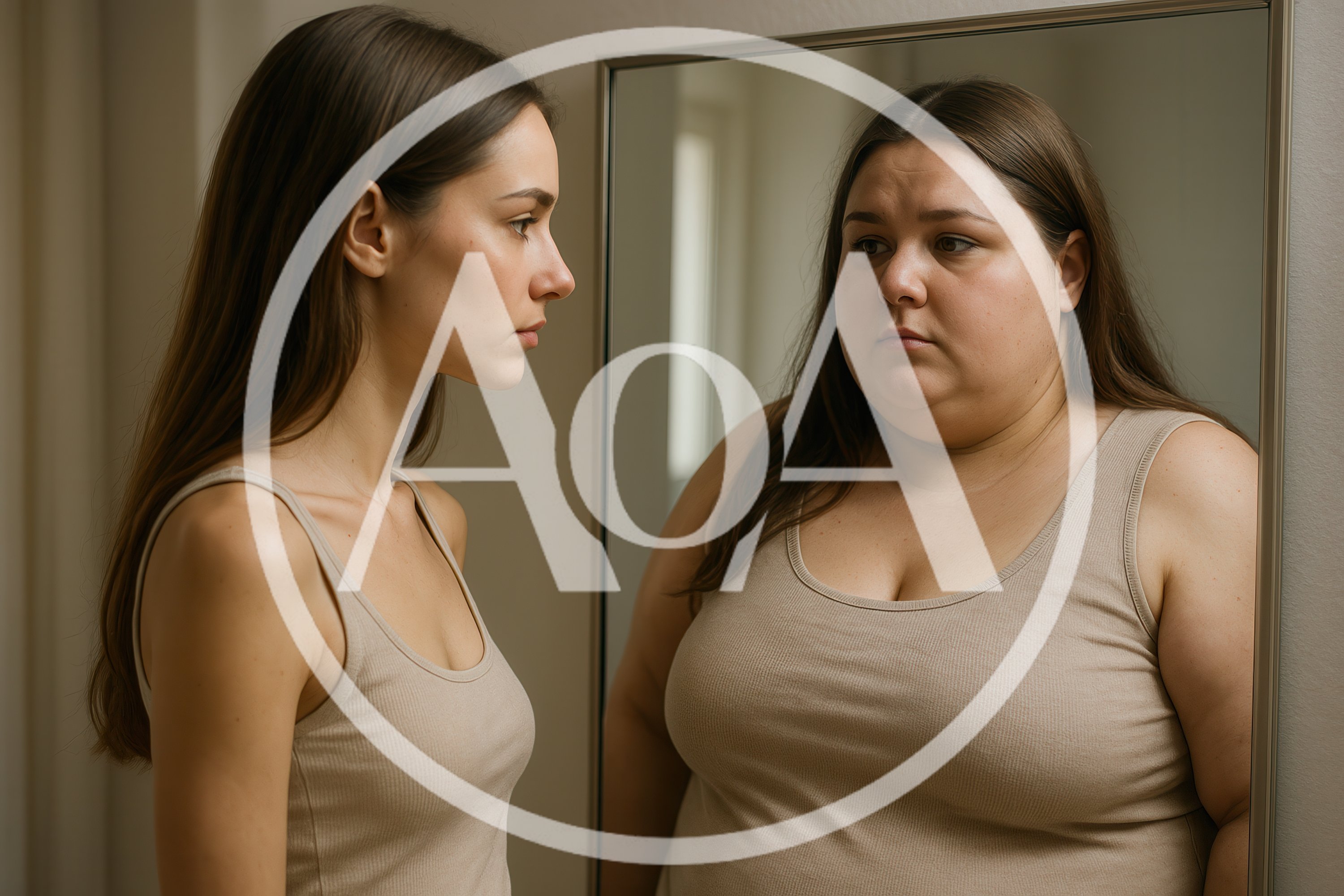 Young Woman Looking At Her Reflection In Mirror