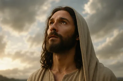 Portrait Of A Man With A Hood Looking Upward