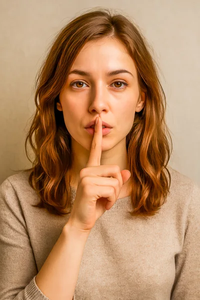 Young Woman Making A Quiet Gesture