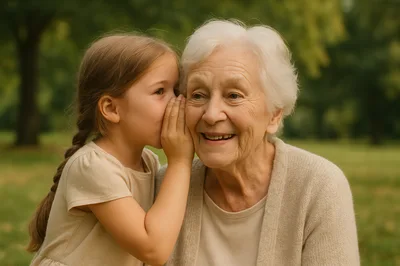 Young Girl Whispering a Secret to Her Grandmother