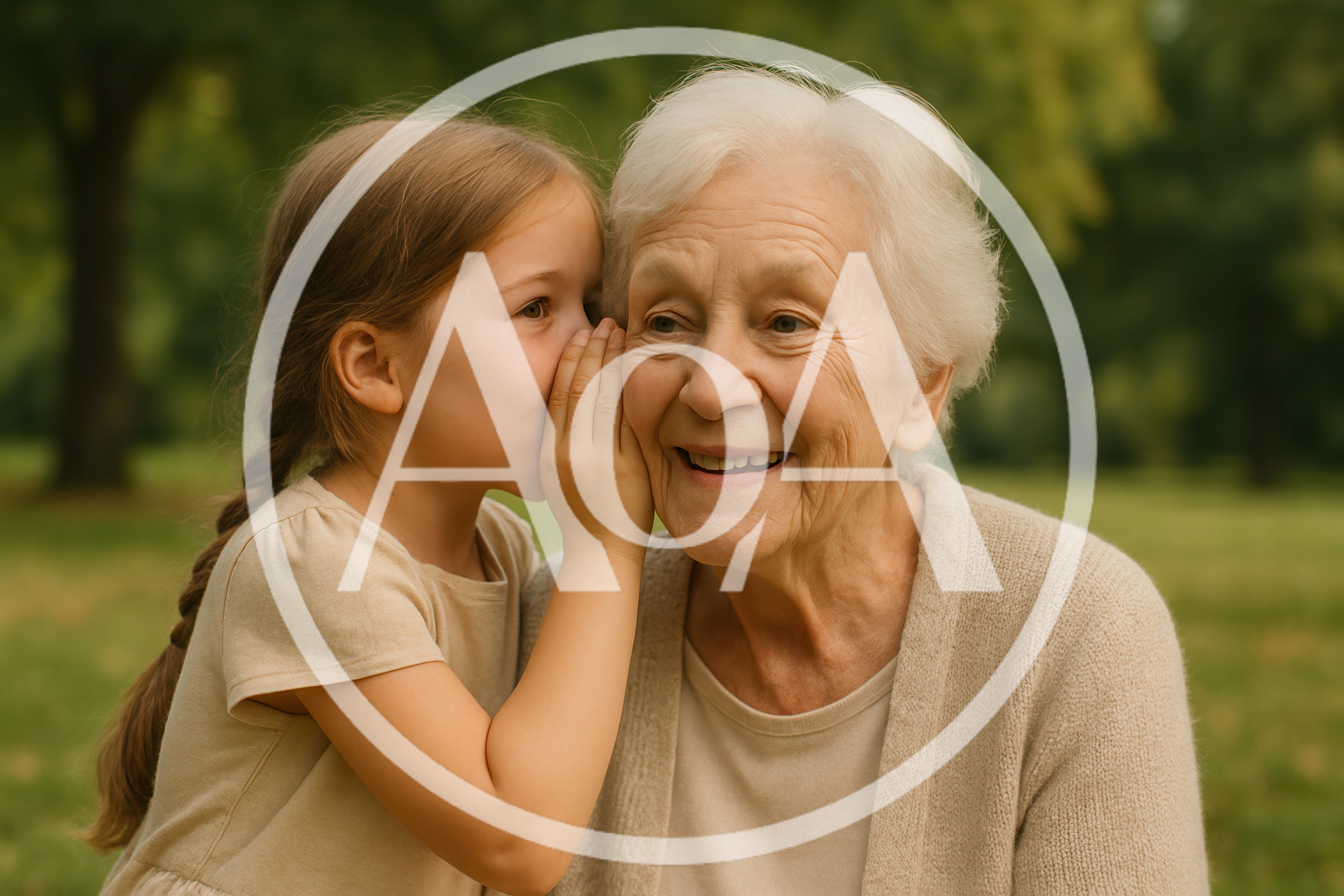 Young Girl Whispering a Secret to Her Grandmother