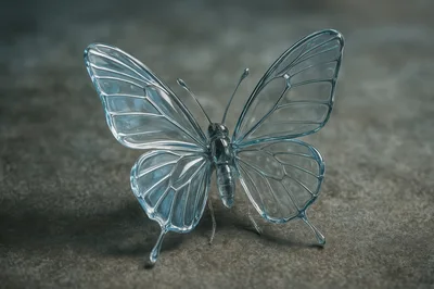 Glass Butterfly Sculpture On Textured Surface