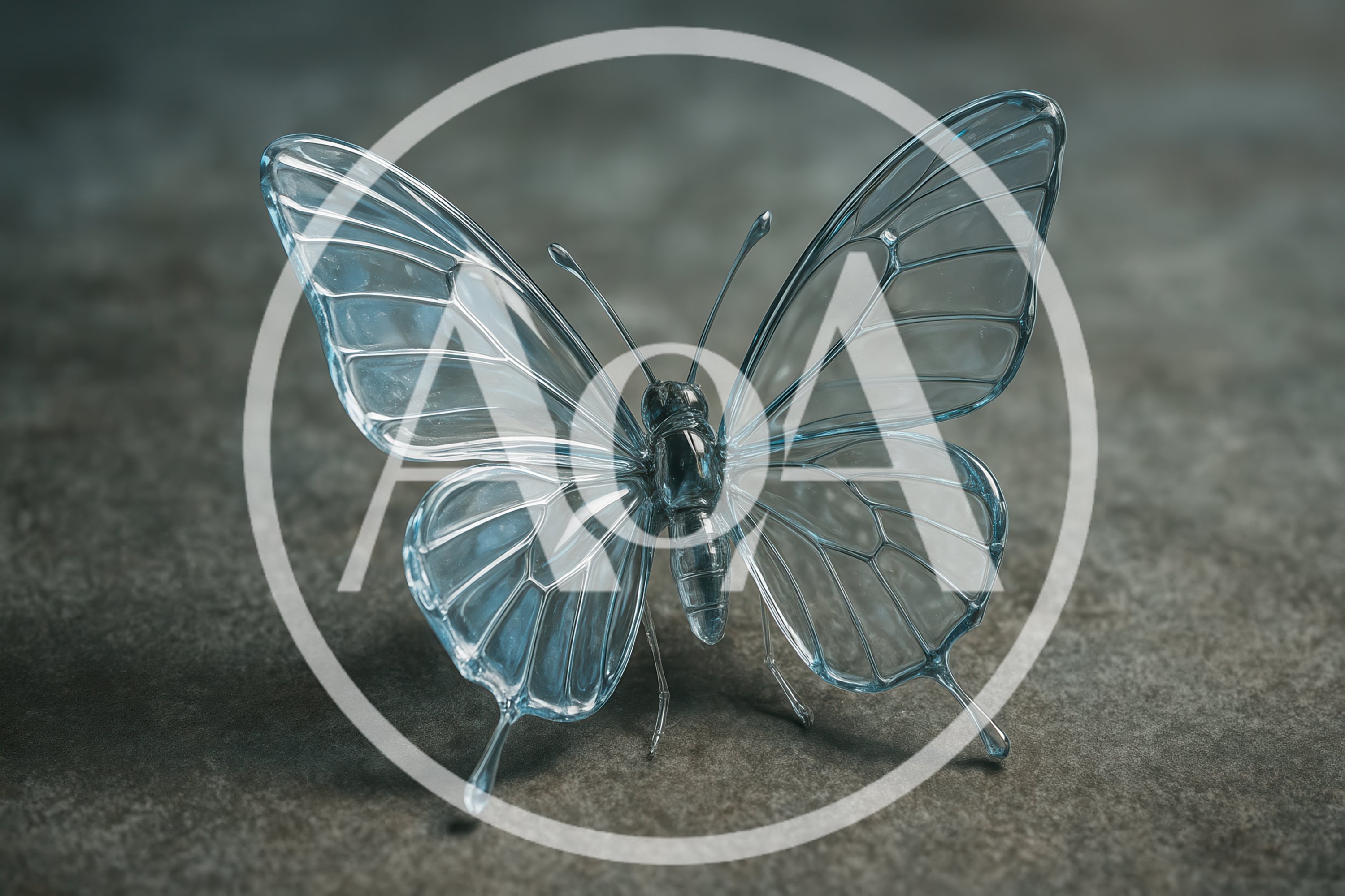 Glass Butterfly Sculpture On Textured Surface