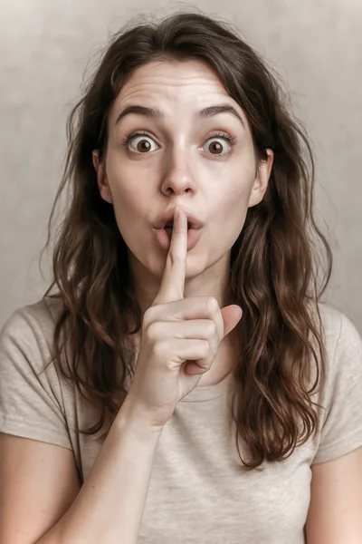 Young Woman Making A Quiet Shushing Gesture