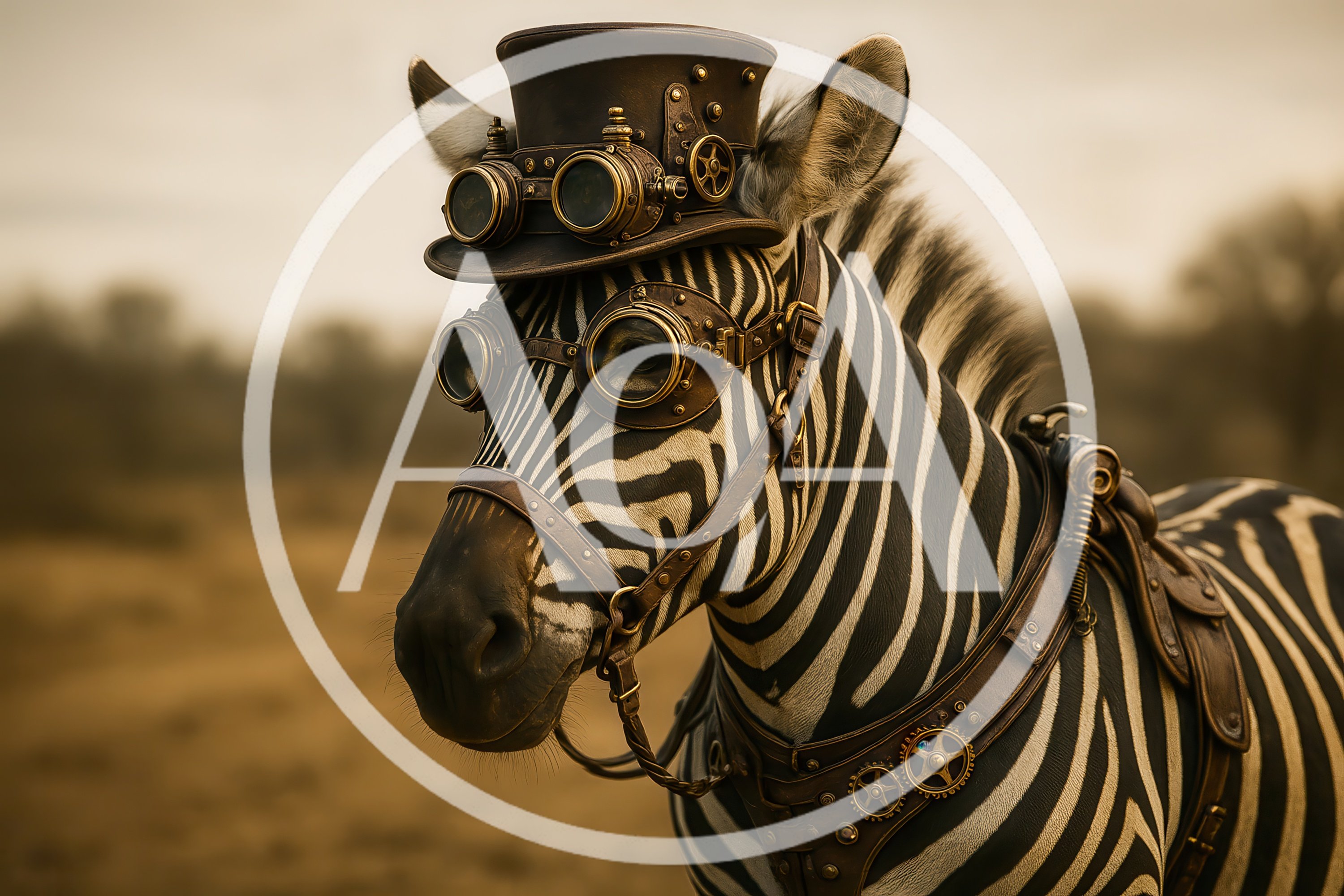 Steampunk Zebra Wearing Top Hat And Goggles