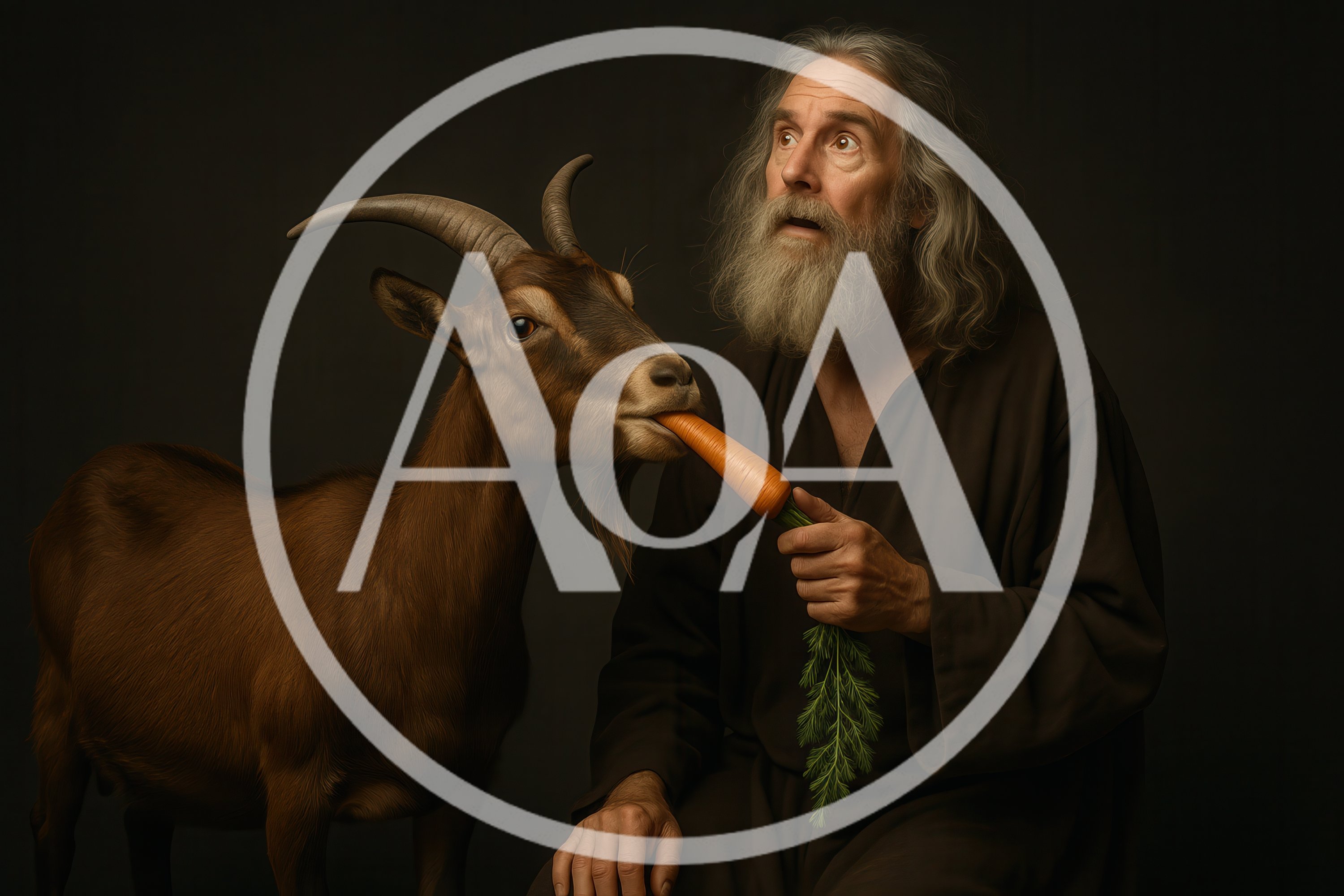 Elderly Man Feeding A Carrot To A Goat