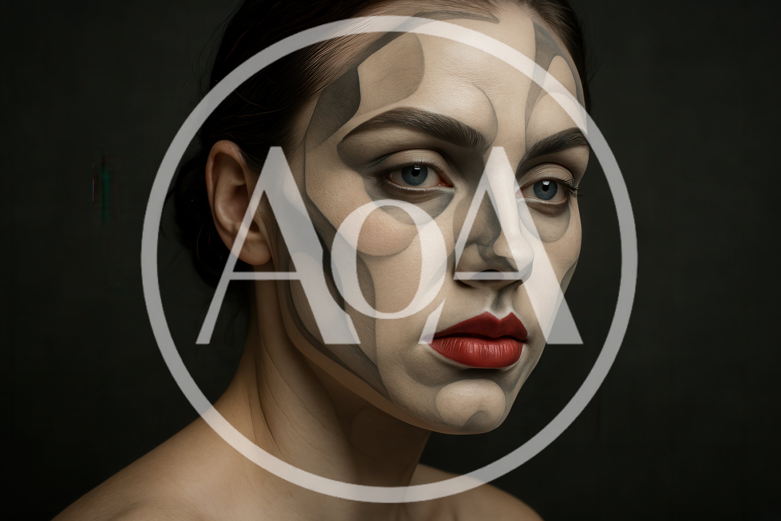 Portrait Of Woman With Abstract Geometric Face Paint